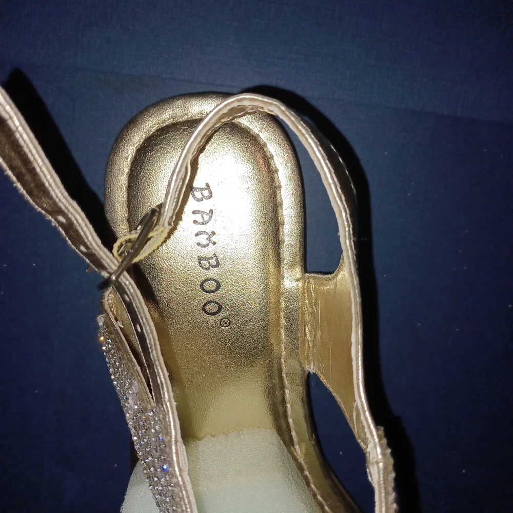 Gold Rhinestone Sandals - Picture 7 of 10